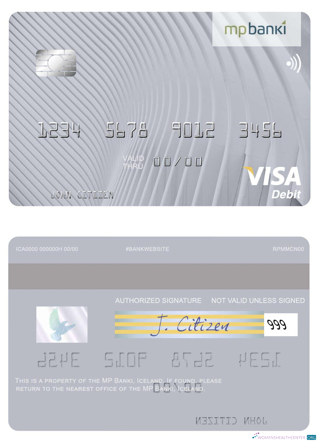 Download Iceland MP Banki visa debit card Photoshop template